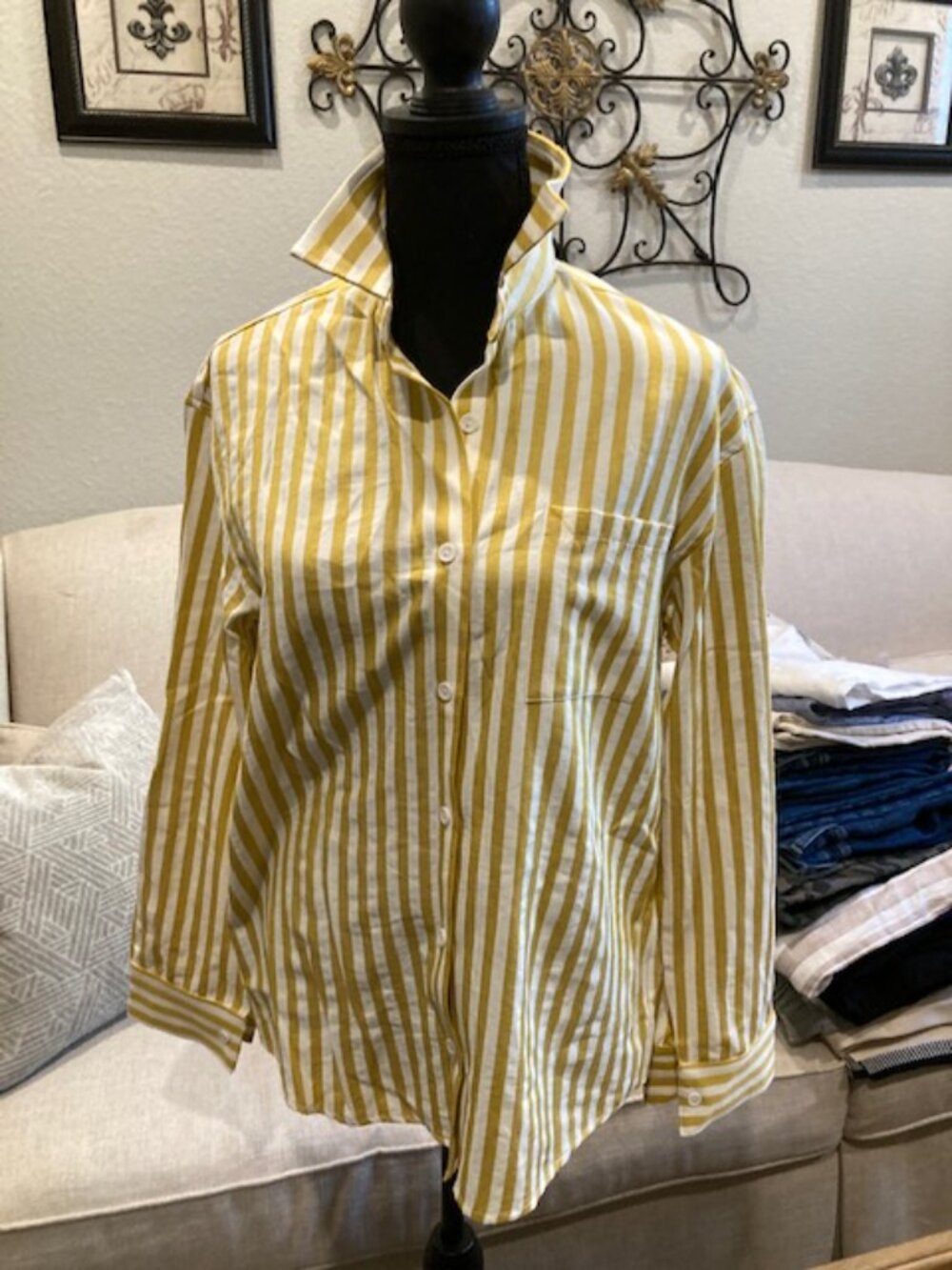 Yellow and White Striped Shirt